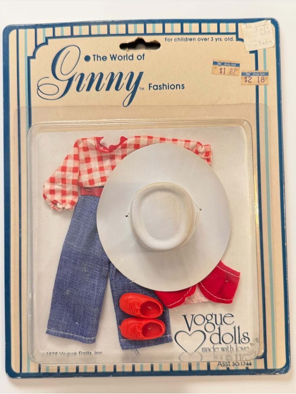 Vintage Ginny Doll Cowgirl Outfit Jeans Gingham, Cowboy Hat NWT - Picture 6 of 6